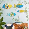 4 Pcs Wooden Fish Nautical Wall Decor Rustic Coastal Ocean Fish Wall Art Vintage Beach Lake House Hanging Sculpture for Bedroom Living Room