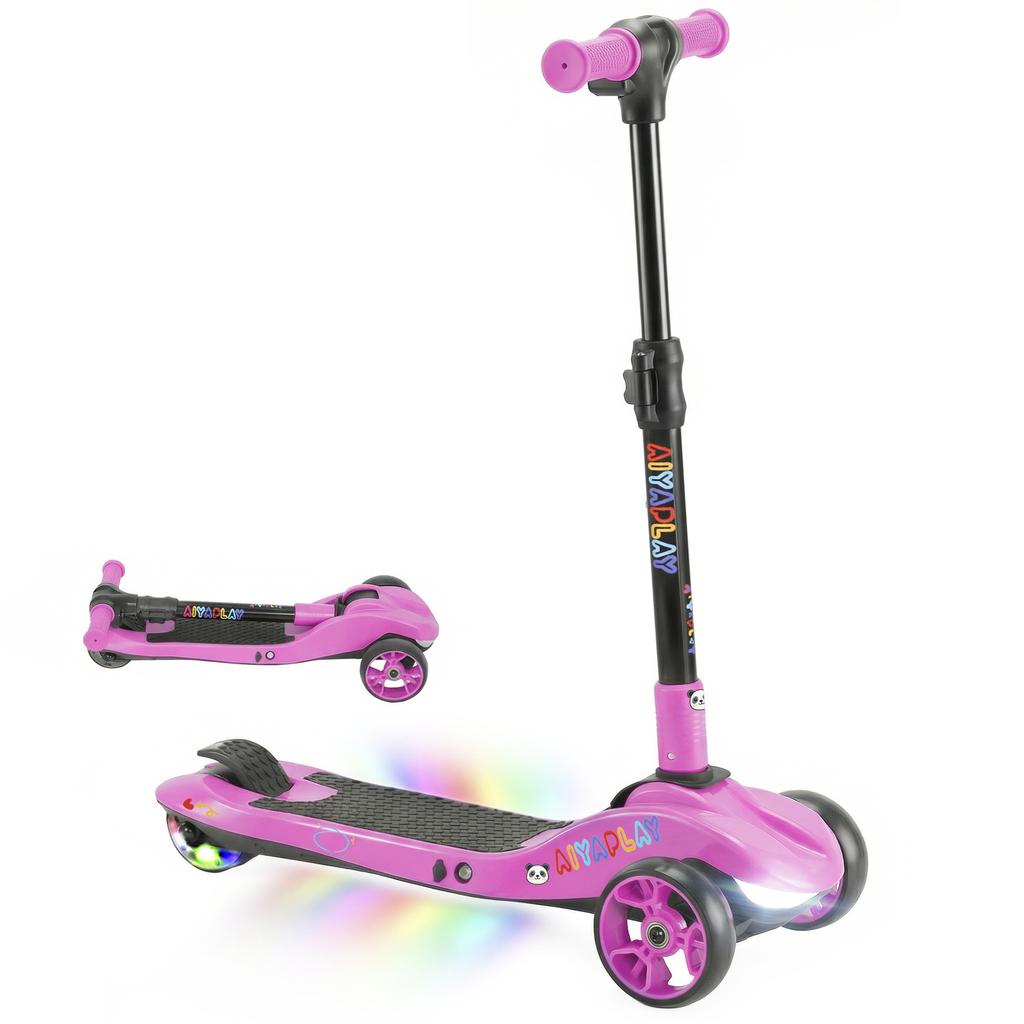 Three-Wheel Foldable Electric Scooter for Kids Aged 6-10 Years, Pink