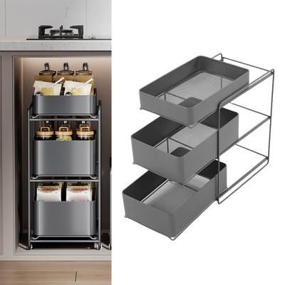 3 Tier Under Sink Steel Space Saving Pull Out Bathroom Cabinet for Toiletries Cosmetics Kitchen Utensils