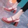 Square Heels Pink High Footwear Black Sandals for Women Ladies Shoes Summer 2025 White Office Work Heeled Pumps Shoe On Offer H