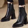 High Quality Women's High-heeled Ankle Boots  Fashion Pointed Toe Zipper British Retro Anti Slip Women's Short Boots Botas Mujer