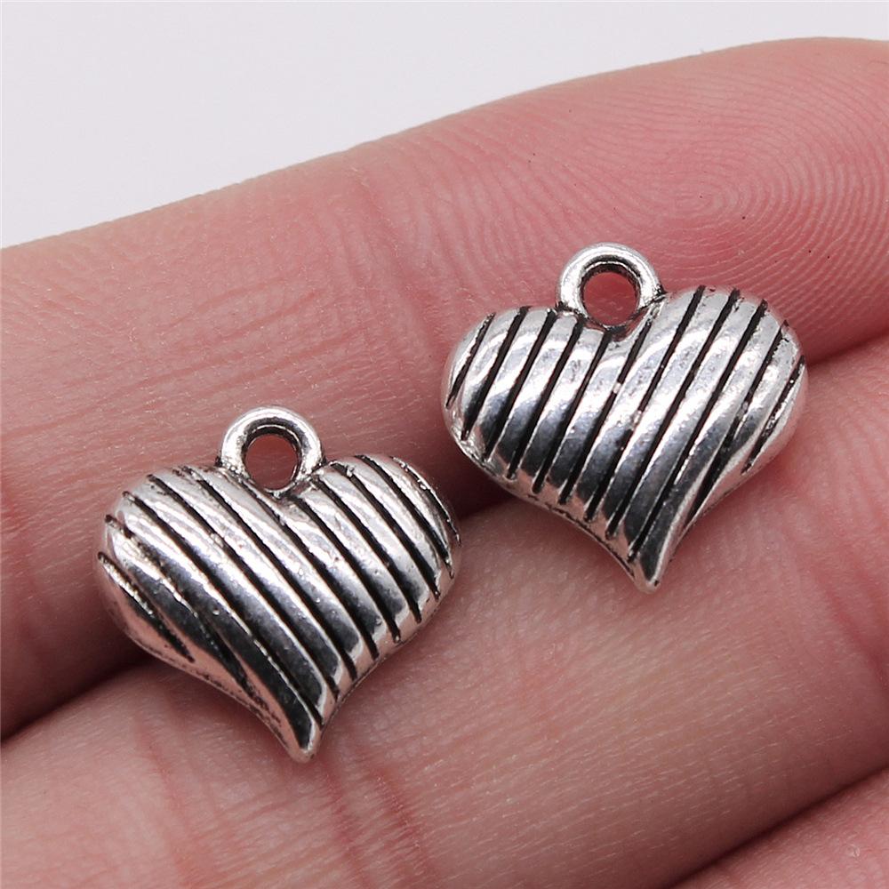 10pcs Heart Charms For Jewelry Making Antique Bronze Silver Color DIY Crafts Making Findings Handmade Tibetan Jewelry
