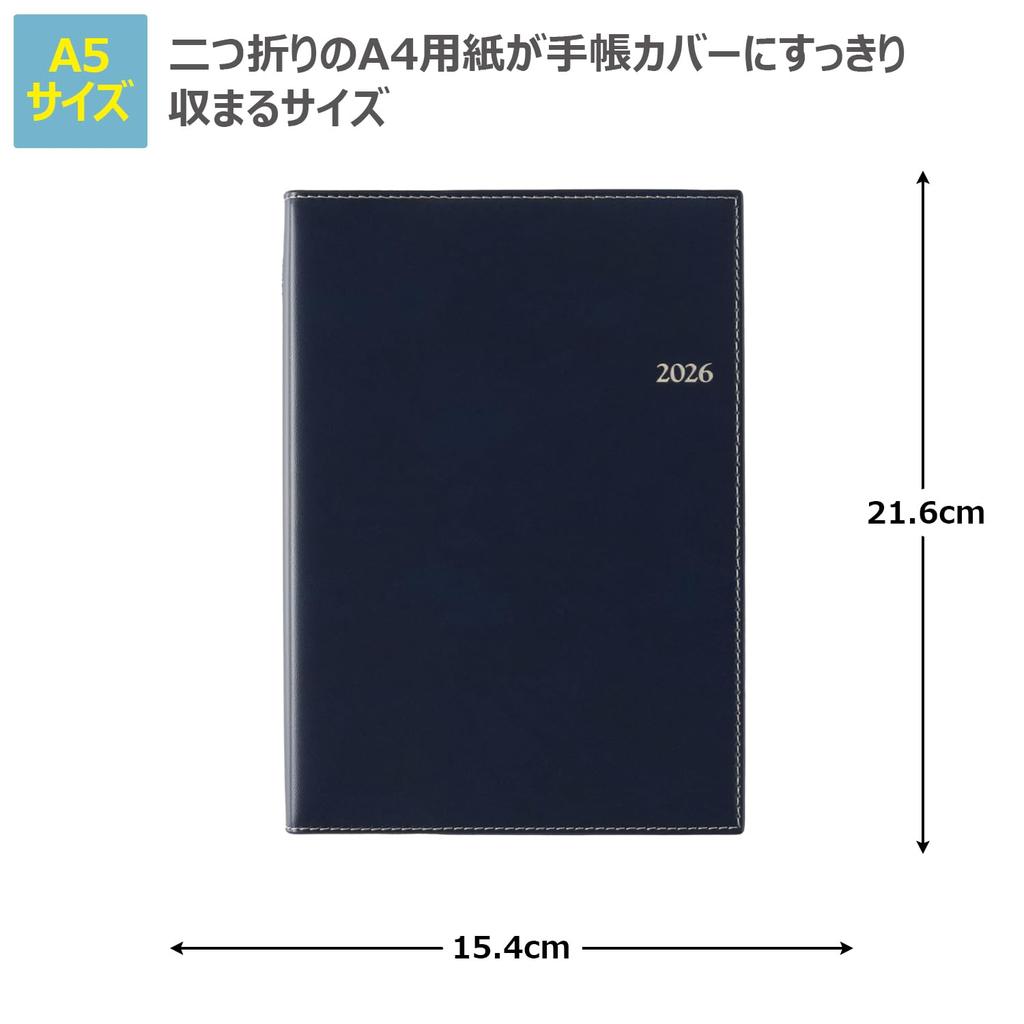 NOLTY 2026 Daily Memory 7121 January Planner, A5, 2, Navy, (Starts 2026)