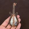 Dendrite Opal Handmade Copper Wire Wrap Guitar Pendant 4.53" O0i59