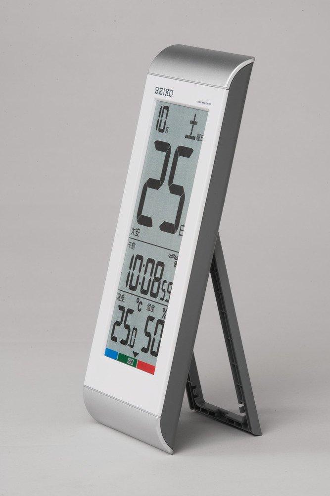 Seiko Uhr Tischuhr Wecker Wanduhr Radio Digitaler Tageskalender Temperatur- und Feuchtigkeitsanzeige Silberfarbenes Metallgehäuse x x cm SQ431S Größe