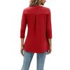 T-shirt da Donna Scollo a V Manica 3/4 Vestibilità Larga Traspirante T-shirt Colore Solido Pieghe Top di Media Lunghezza per Uso Quotidiano