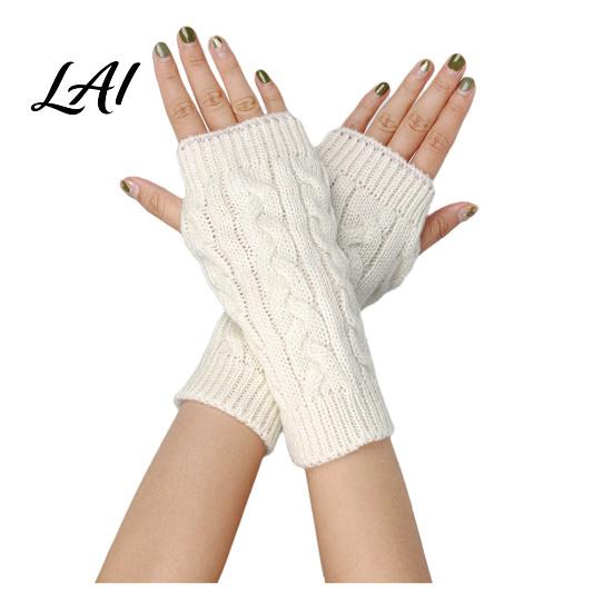 Thumb Hole Wrist Warmers Women Ribbed Arm Warmers Stretchy Cable Knitted Fingerless Gloves Lightweight Warm Sleeves Soft Mitten Half Finger
