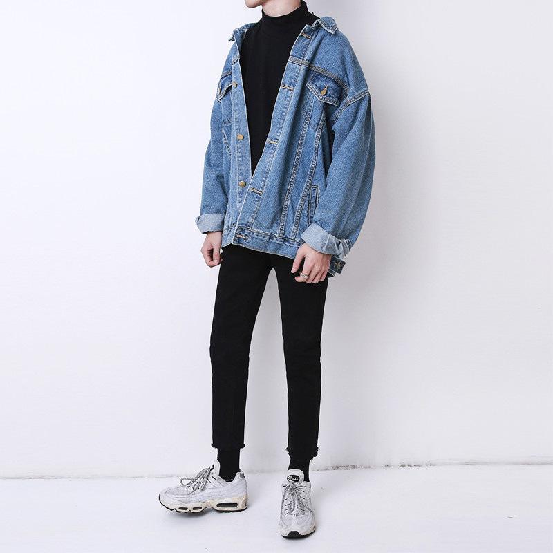 Men's Trendy Denim Jacket: Spring & Autumn Hong Kong Street Style, Loose Fit, Handsome Student Workwear