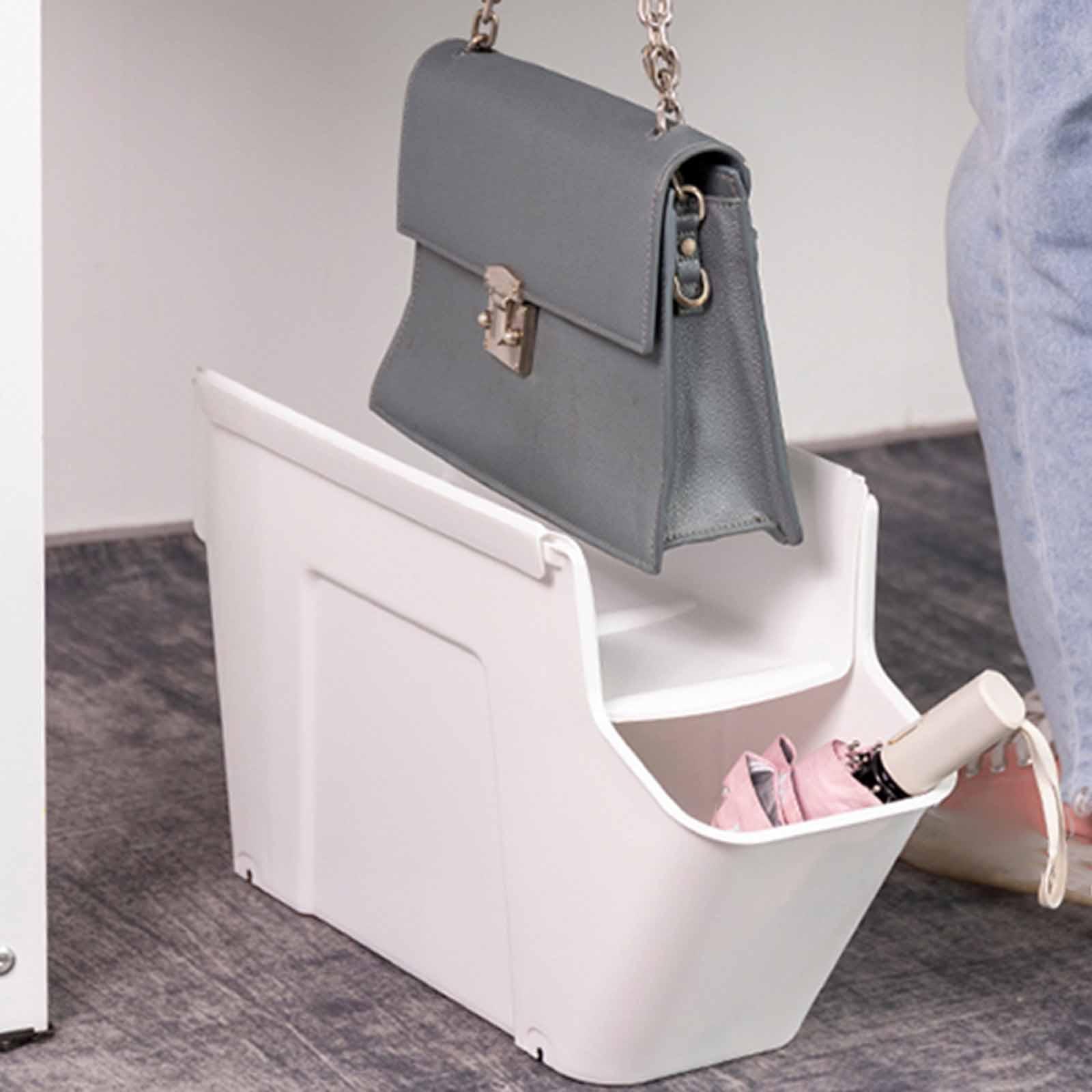 

Under Desk Office Storage Cart Handbag Storage Box for Living Room Bathroom білий
