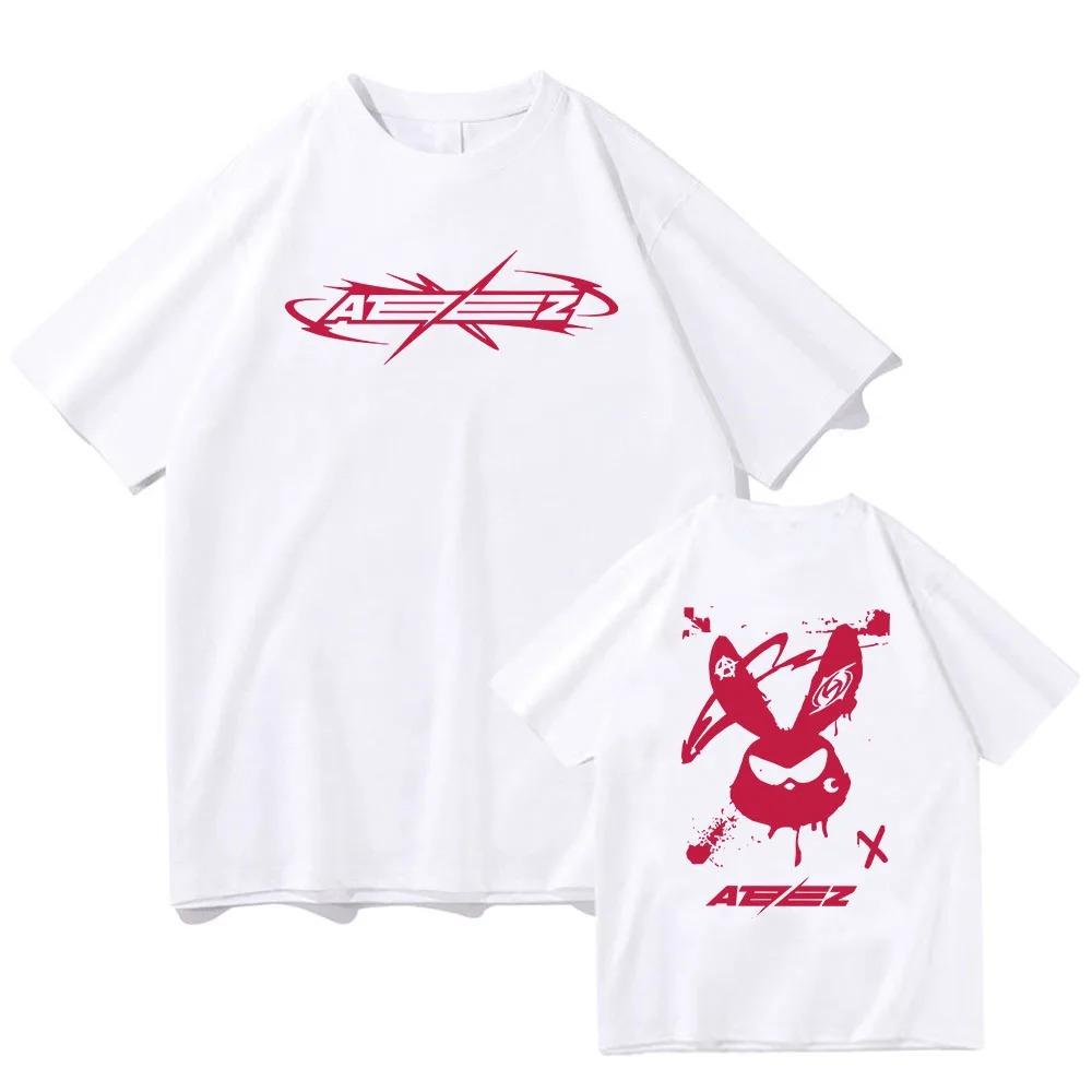 202 New Album Work Graphic T-shirts ATEEZ Punk Boys Band Printing Tee-shirt Cotton High Quality5 Oversized High Quality Soft Tee