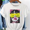 Ladies Tshirt Cool Pop Art Fashion Pattern Tshirt With Sunglasses For Comfortable Street Style Daily Wear