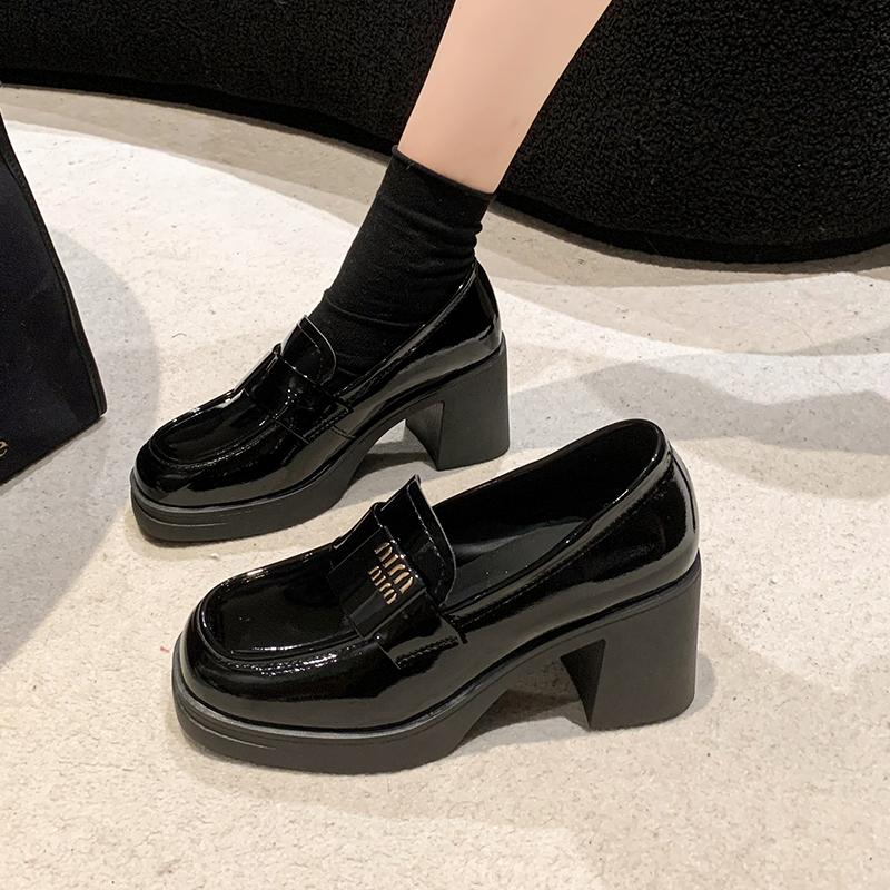 Fashion 2024 Women Autumn New Fashion High Heels Shoe Square Toe Shoes British Woman Shoes