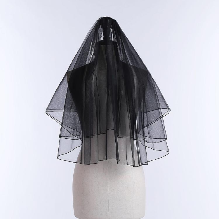 Dark Series Black Mesh Veil for Halloween Masquerade Party Bride Dress Up Wedding Veil for Parties Festival Props