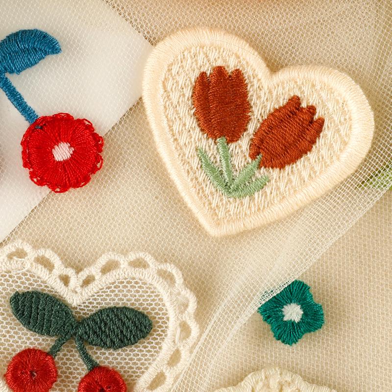 1/10PCS Embroidery Craft Materials Cherry Pattern Rustic Style Patch Elegant Sewing Accessories Multi-Function Multi-color