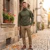 Men's Casual Loose Fit Warm Full-Zip Sweatshirt with Stand Collar and Two-Way Zipper for Hiking and Outdoor Activities
