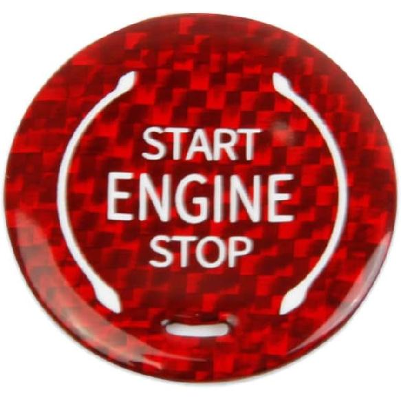 Crosselec Red Carbon Fiber Engine Start/Stop Push Start Button Cover Trims for Chevrolet Corvette C8 2020-2025
