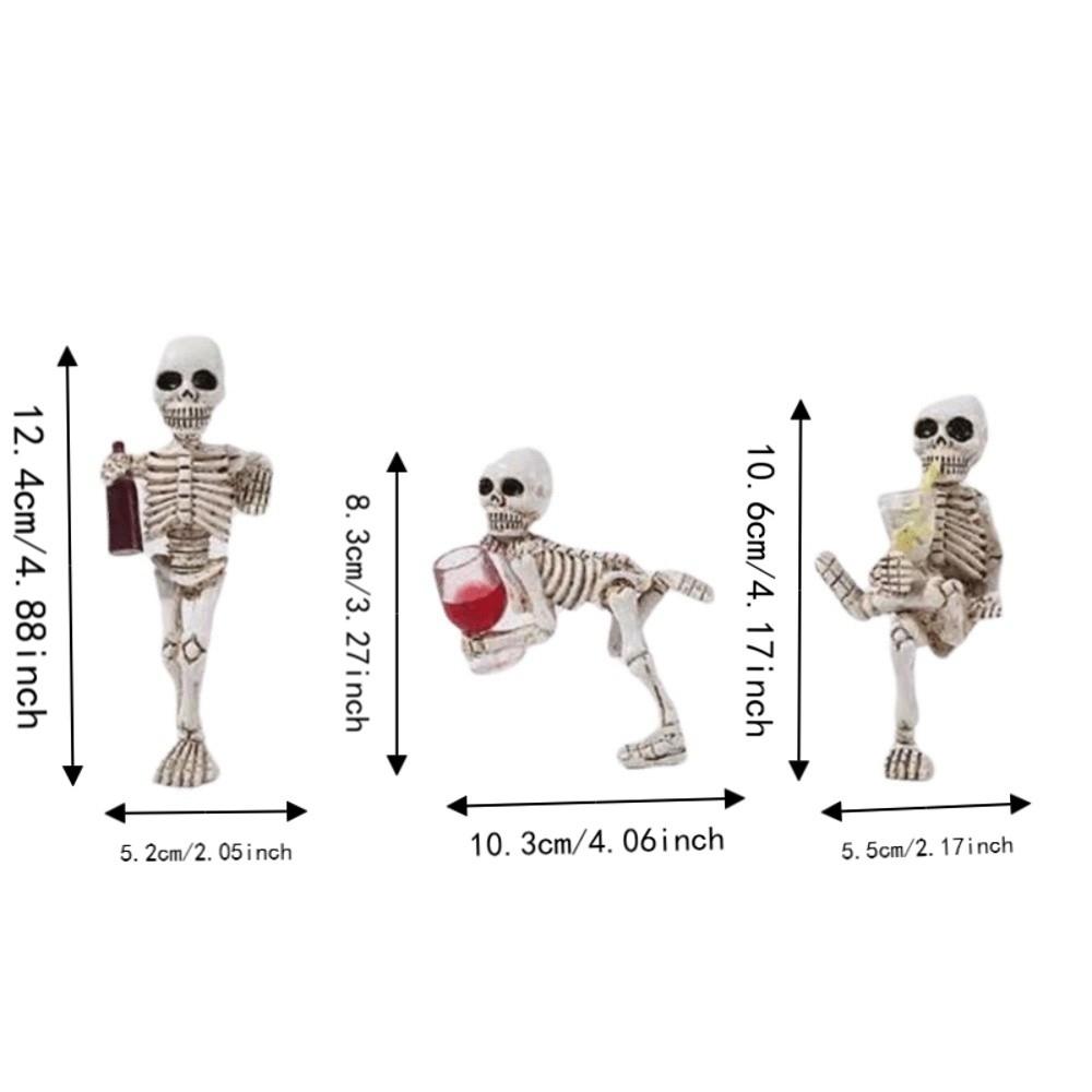 Miniature Skeleton Plant Pot Hugger Resin Halloween Garden Ornament Flowerpot Edge Hanger  Kids