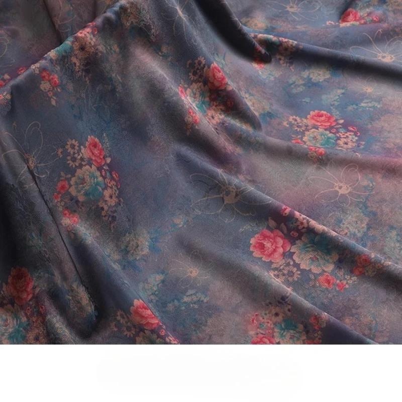 Chinese-style Imitation Silk Cloud Gauze High-end Fabric Soft Cotton Silk Printed Fabric DIY Cheongsam Dress Hanfu Clothing