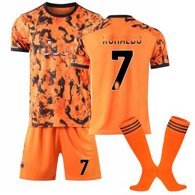 Teens Kids Adults Football Kits Sport Training Jersey Set with Socks 2020-21 Juventus 2nd Away #7 Ronaldo