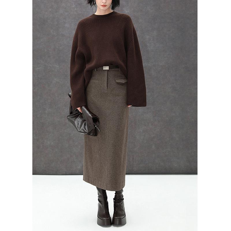 Stilvoller Midi-Rock mit hohem Bund für Damen - Herbst/Winter 2025, Hüftbedeckend, Über dem Knie, Perfekt für Büro und Pendeln.