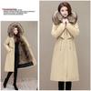 Haining Fashion Temperament Women Winter Coat Faux Fur Lined Detachable Hood Thick Warm Parka Jacket for Mother Coat
