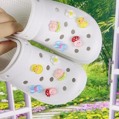 10PCS Fashion Shoe Charms for Clogs Set Accessories Hole Shoe Buckle DIY 3D Cute Cartoon Mushroom Duck Shoes Decorations