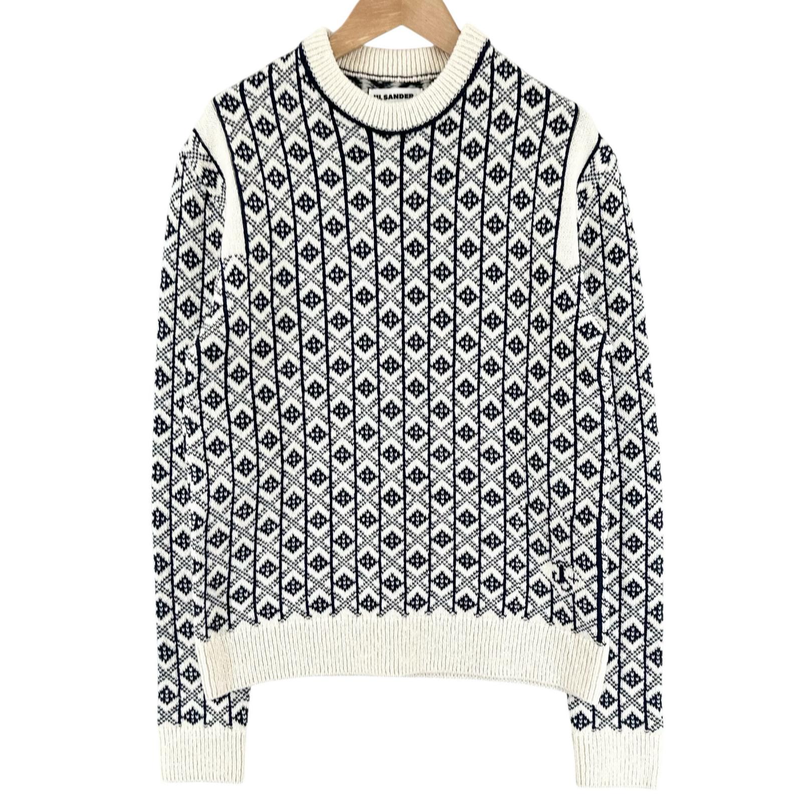 JIL SANDER (44) Long-sleeved Men s Knit White  Authentic Model 347GP0027