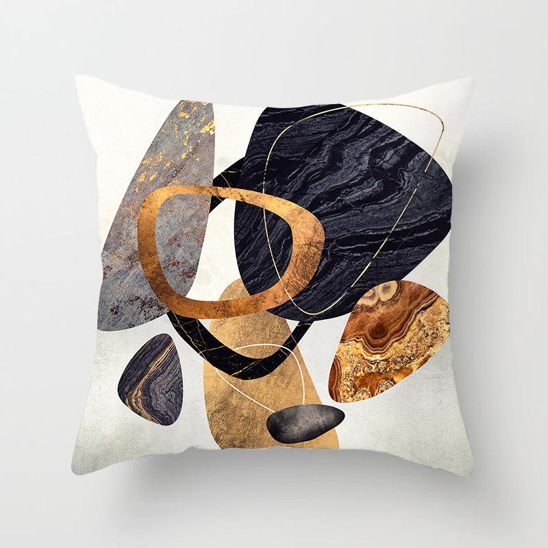Abstract Landscape Painting Patterns Throw Pillow Cover With Short Plush Print For Living Room Sofa Decoration Cushion Cover