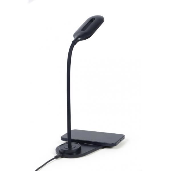 Gembird TA-WPC10-LED-01, Intérieur, DC, Chargeur Sans Fil, 1,5 M, Noir La LAMPE DE BUREAU CHARGEUR SANS FIL NOIRE Est Un Produit