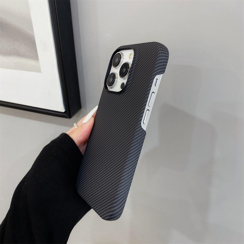 For IPhone 17 Air 16 Plus 15 14 13 Pro Max Kevlar Pattern Phone Case Carbon Fiber Leather Borderless Protective Cover