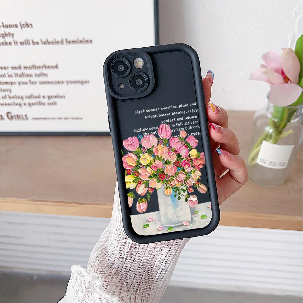 Colorful Floral Soft Phone Case for Apple 12/13/14/15 Pro Max — Full Coverage, Drop-proof, Creative Design