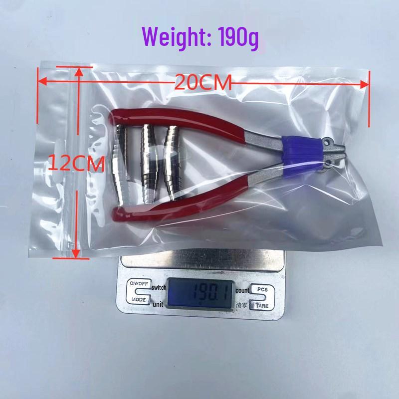 Manual Badminton & Tennis Racket Stringing Machine with Starting Clamp, String Blocking Pliers, and Pressure Reducing Pad.