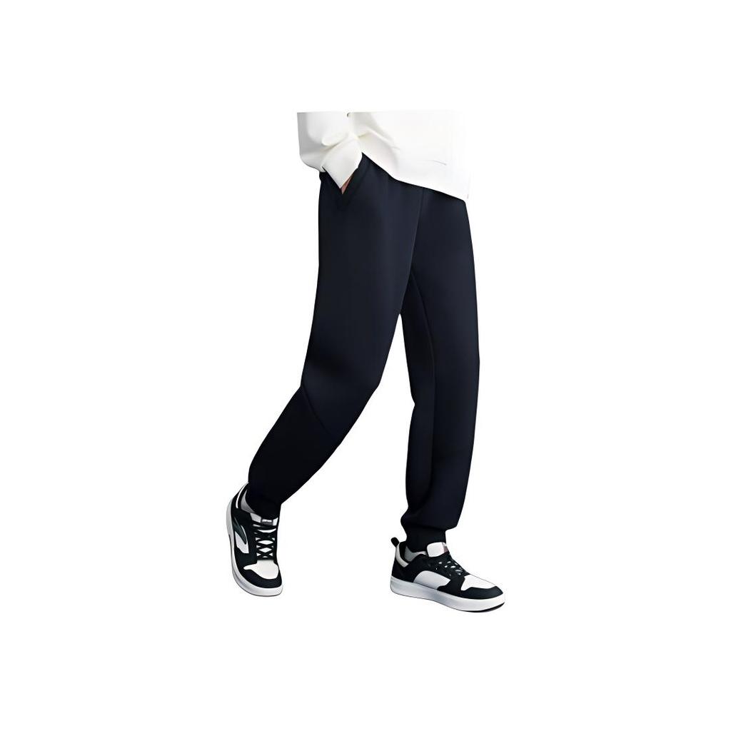 Anta KT Series Color Block Mid Waist Loose Cuff Knit Sports Pants Men Bottoms Basic-Black 152411333-2