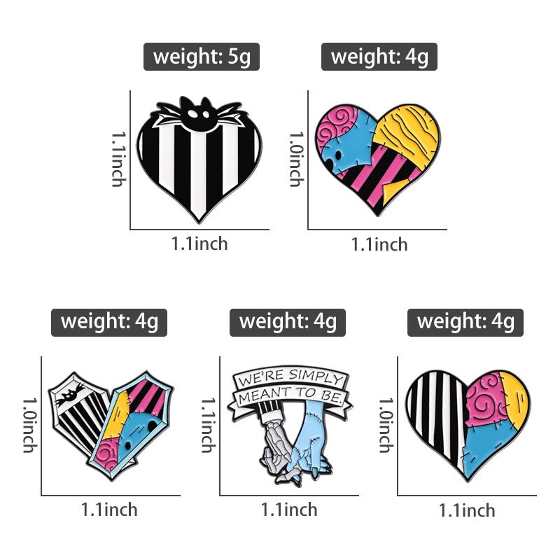 Punk Gothic Heart Enamel Pins Custom Colorful Heart Patches Brooches Lapel Badges Jewelry Gift for Friends
