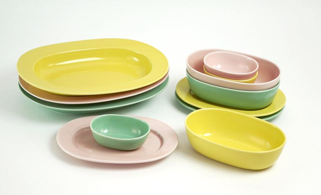 Saikaitoki Hasami ware oval pasta 27cm 14463 "essence" plate, diameter, yellow,
