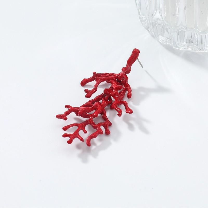 Womens Layered Coral Earrings In Red Zinc Alloy Geometric Design 2025 Fashion Statement Jewelry