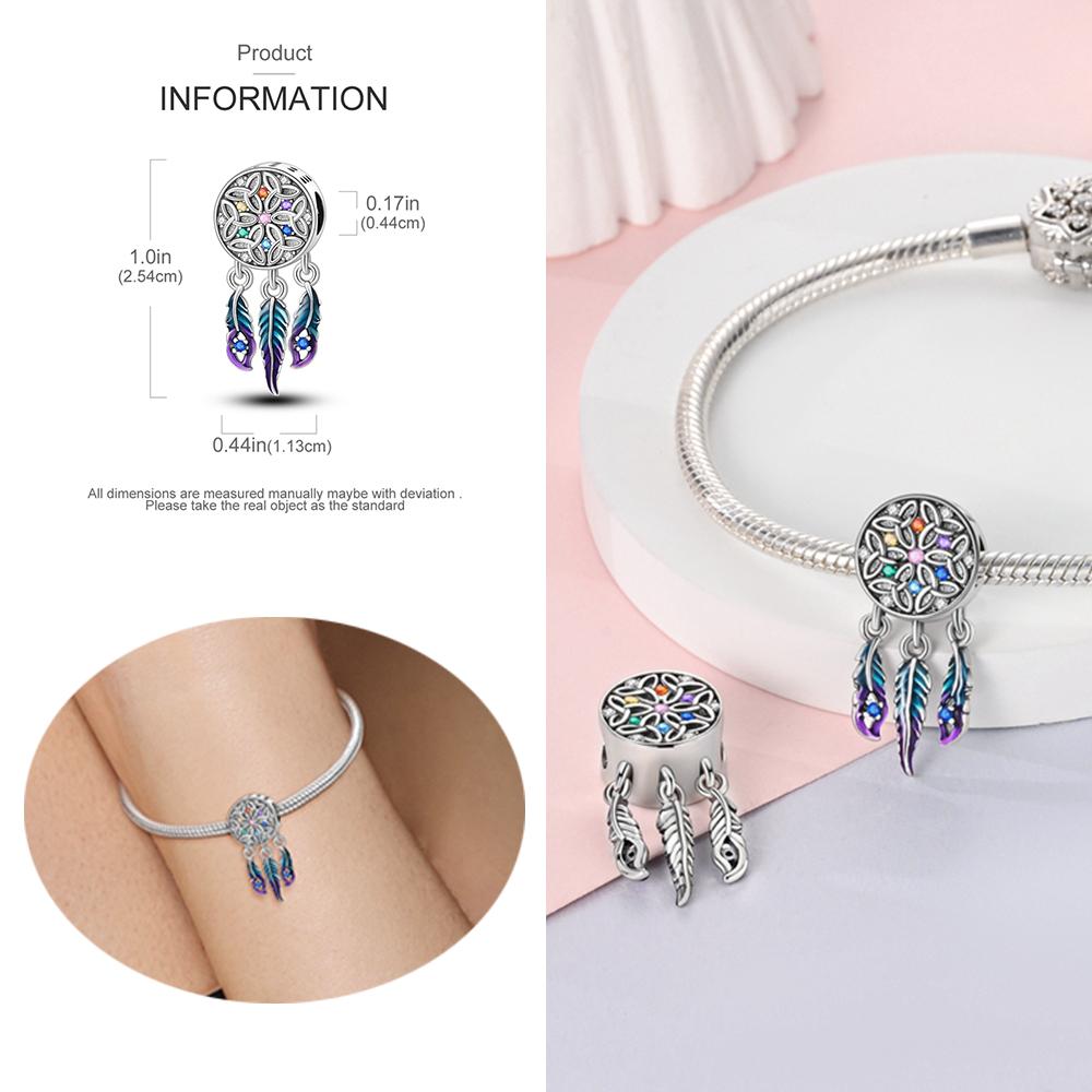 Colored Zirconium 925 Sterling Copper Hollow Moon Heart Shaped Flower&Bear&Love Charm Fit DIY Bracelet Ladies' Gift Zircon