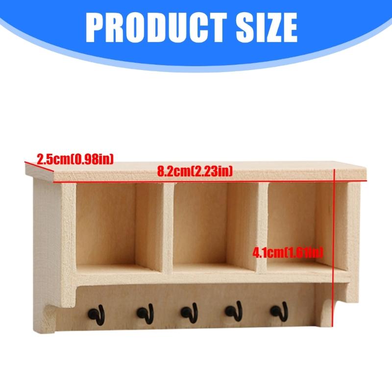 Hanger Wooden Miniature Accessories Wall Mounted Shelf Storage Solution For 1/12 Scale Tiny Rooms