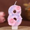 Flower Numbers Birthday Candles Party Cake Decoration One Year Old DIY Handmade Candles 0-9