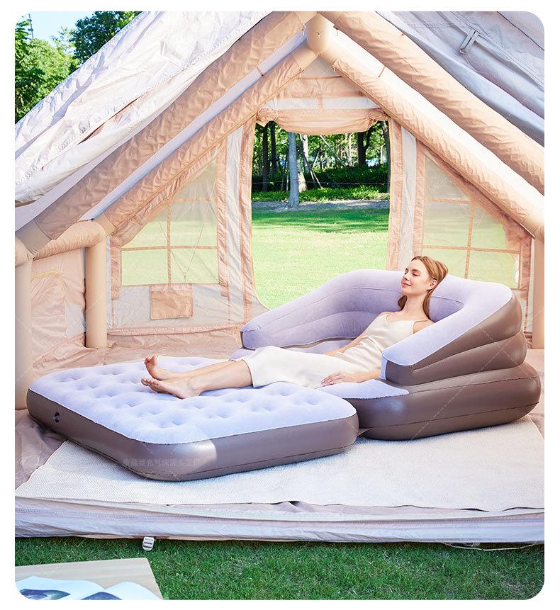 Thickened Flocking Double Inflatable Sofa Bed with Multifunctional Pad