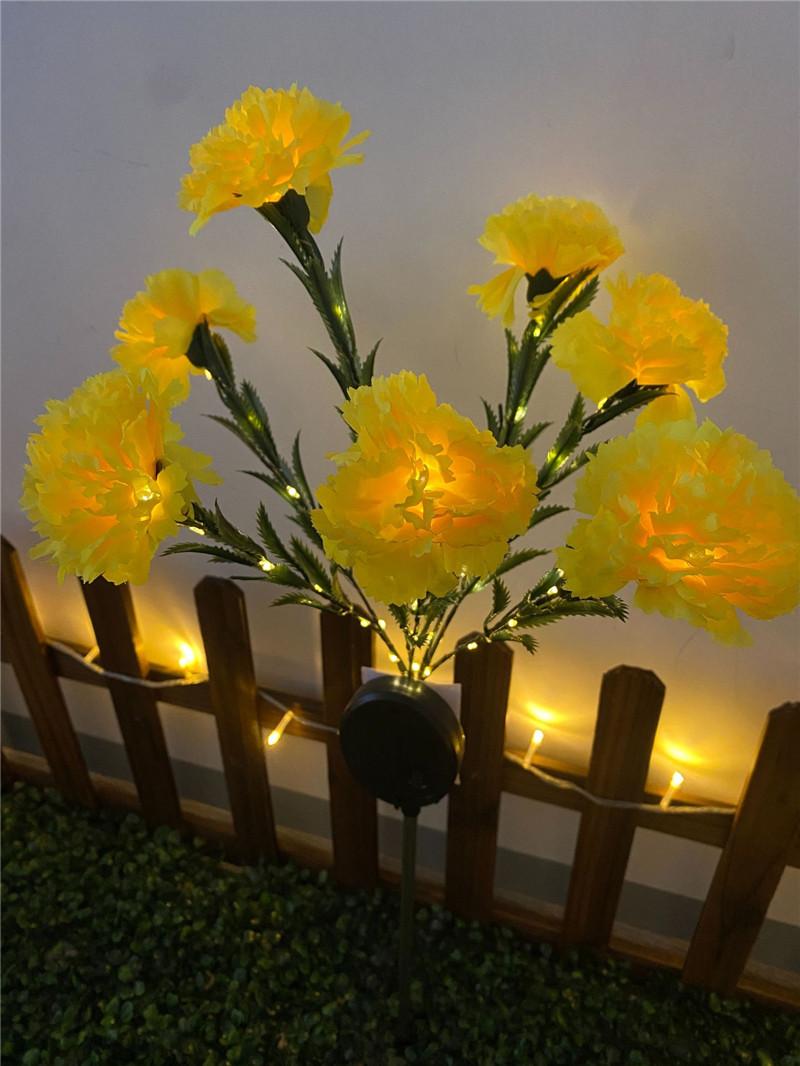 Solar Carnation Flower Garden Lights Outdoor Waterproof LED Stake Lamp for Yard Lawn Pathway Patio Courtyard Landscape Decor 1pcs