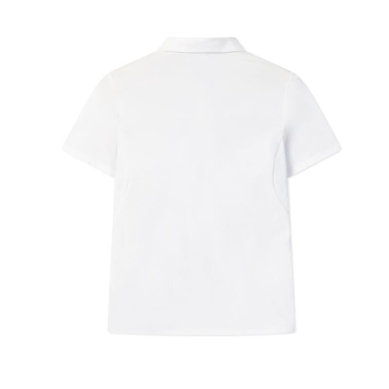 Fila Simple Solid Color Fashion Moisture Wicking Polo Shirt Women Tops White F11W621102FWT