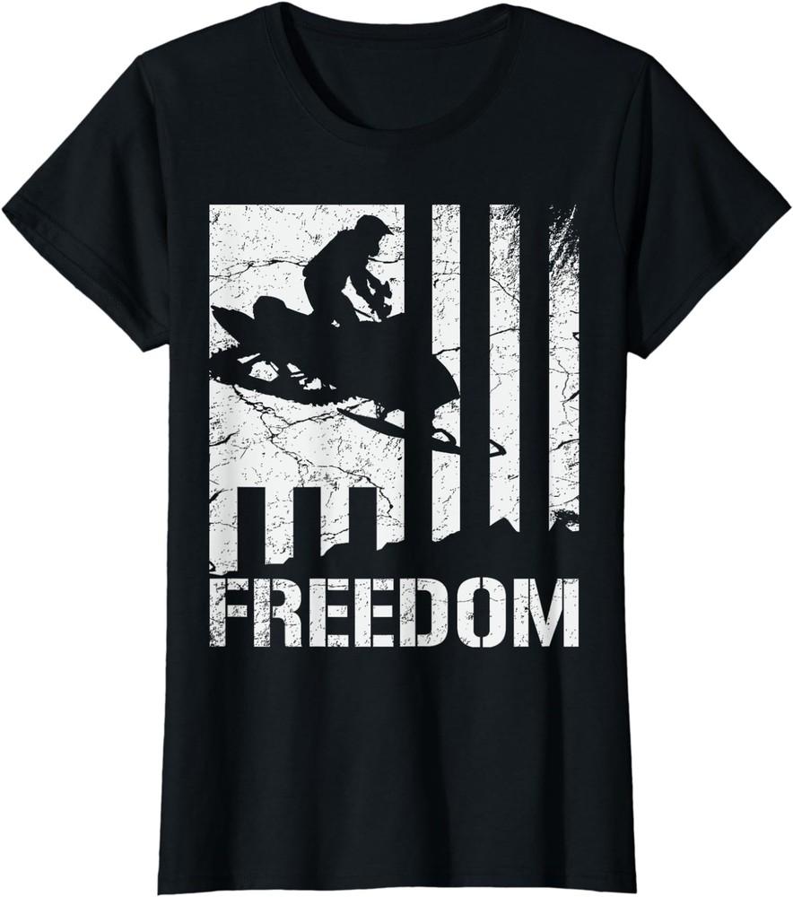 Snowmobile Snowmobiling Freedom Flag Sport Deportist Ladies  Crewneck T-Shirt Unisex T-Shirt XXL
