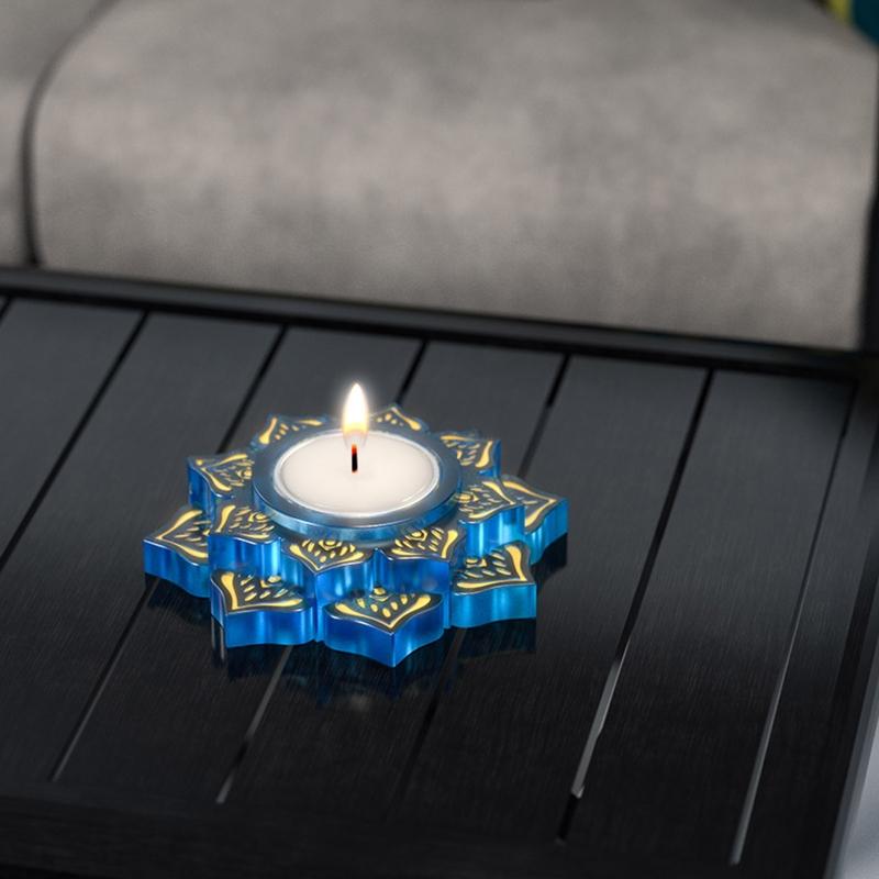 Resin Candle Holder Silicone Moulds Tealight Resin Mold Lotus Candlestick Epoxy Casting Mould for DIY Jewelry Box