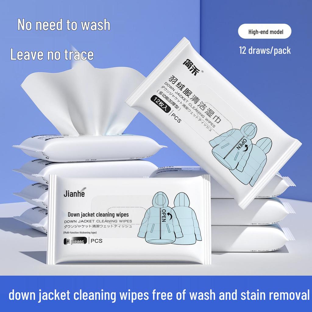 Disposable Down Jacket Cleaning Wipes - Portable, Degreasing, and Free of Wash