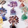 Natural Crystal Chip Money Tree Resin Pyramid Base Home Living Room Decor Ornament Desk Feng Shui Wealth Gift Idea Decoration