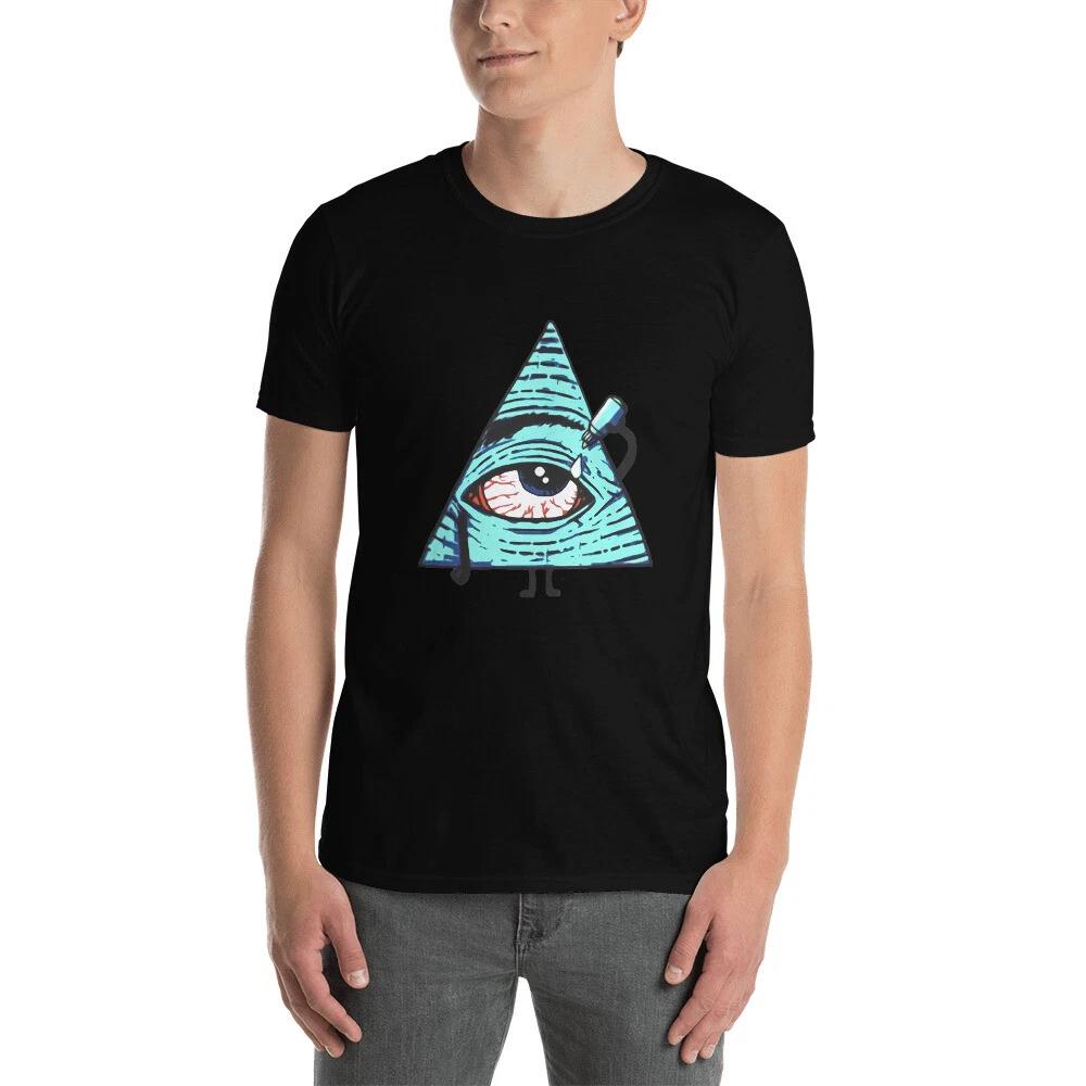 

TIRED ILLUMINATTI TRIANGLE EYE T DROPPER FUN GRAPHIC Short-Sleeve Unisex T-Shirt S