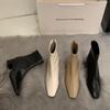 Kurzstiefel mit eckiger Spitze für Damen, dicker Absatz, Herbst und Winter 2025, neue vielseitige französische dünne Stiefel, Reißverschluss hinten, hoher Absatz, elastische Stiefel