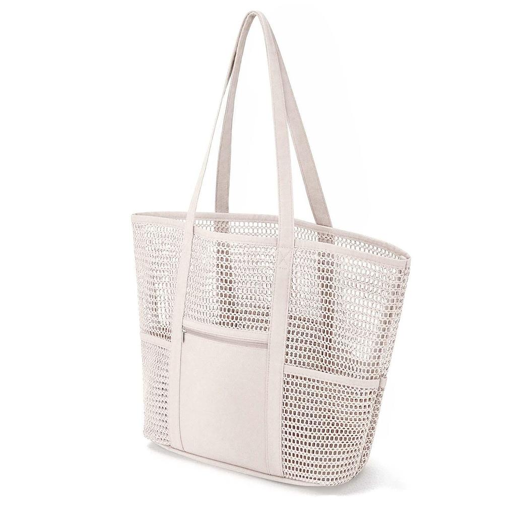 Women's Foldable Mesh Beach Bag: Portable, Single Shoulder, Breathable Handbag for Travel, Shopping, Outdoor, Summer