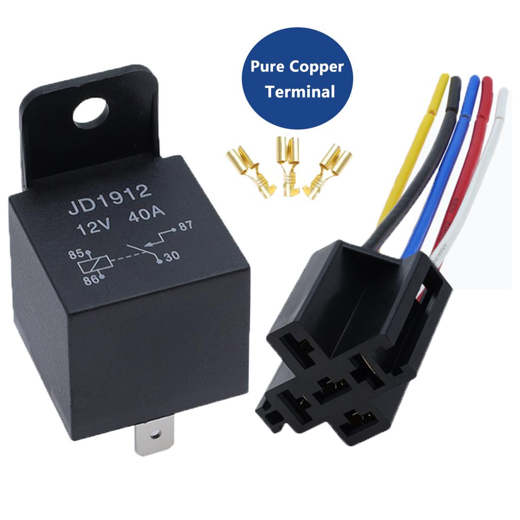 4 5 Pin 4P 5P 40A Waterproof Car Relay Long Life Automotive Relays Normally Open DC 12V/24V Relay For Head Light Air Conditioner